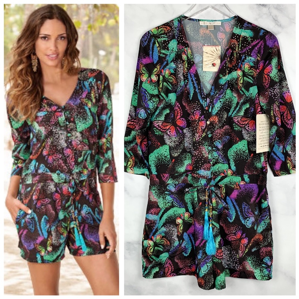 NWT Boston Proper Magical Butterfly Boho Romper 6